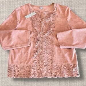 Chico’s Pink Lace Trim Jacket